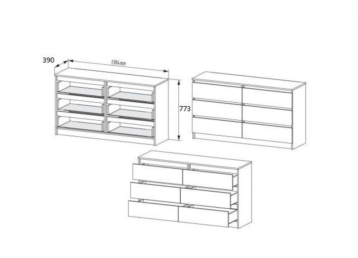 МОРИ МК 1386 (МК1380.6) Комод (Графит) | фото 3