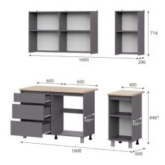 Кухонный гарнитур ДЕНВЕР (1600) Графит серый/Дуб Сонома | фото 2